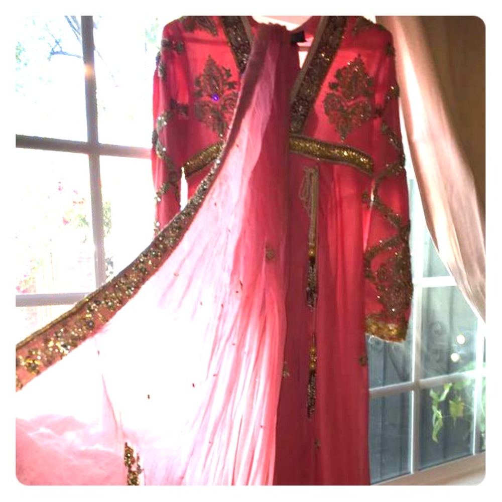 Pink anarkali Indian dress